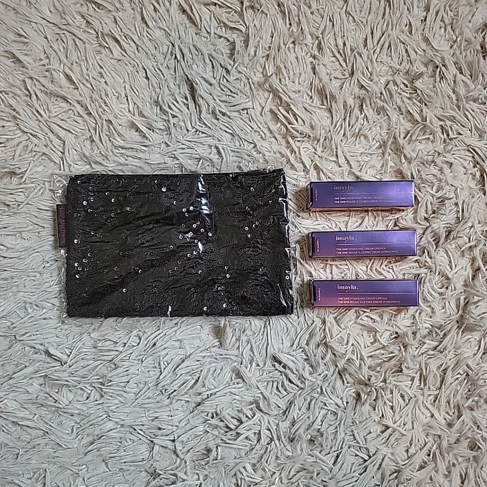Lippy Bundle Lippies imayla The One Hydrating Cream Lipstick & Sequin Bag Lot ✨️